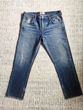 AGOLDE Made In USA 90s Straight Leg Distressed Jeans Size 27 Medium Wash Denim